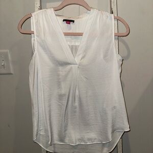 Vince Camuto White Sleeveless Blouse with V-neck